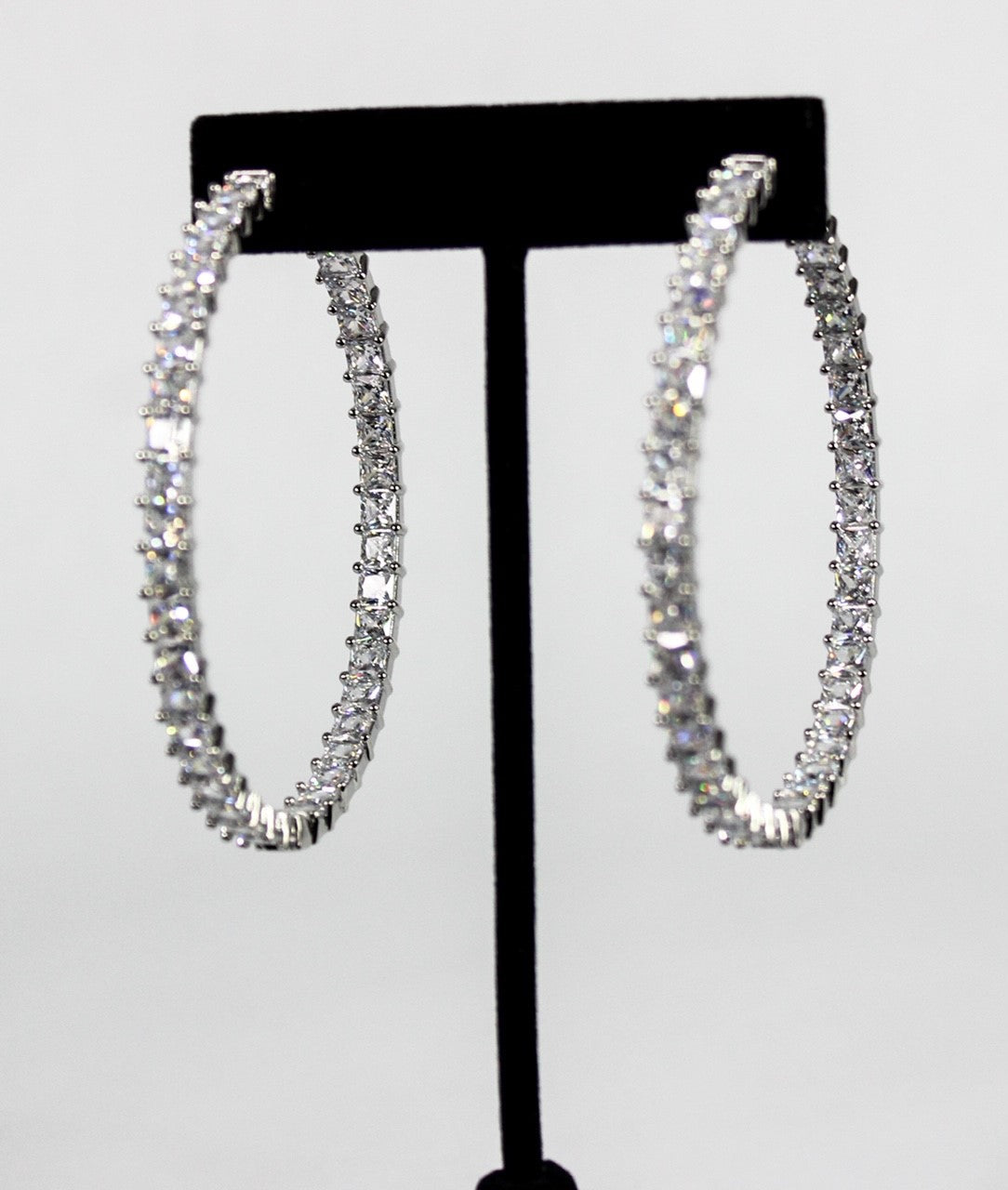 Luxx Square Diamond Hoop Earrings